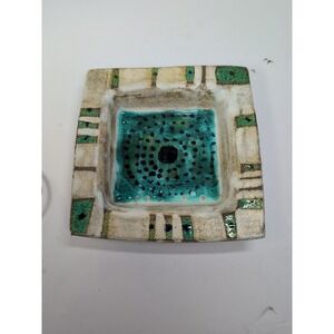 Georges Pelletier Signed Pocket Tray Ceramic Vide Poche 1970's Art Blue Green
